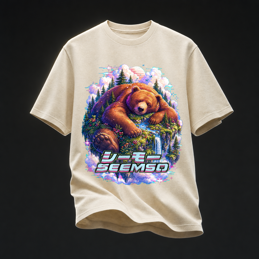 Cloud Nap tee in Heather Natural — calibrated product mockup