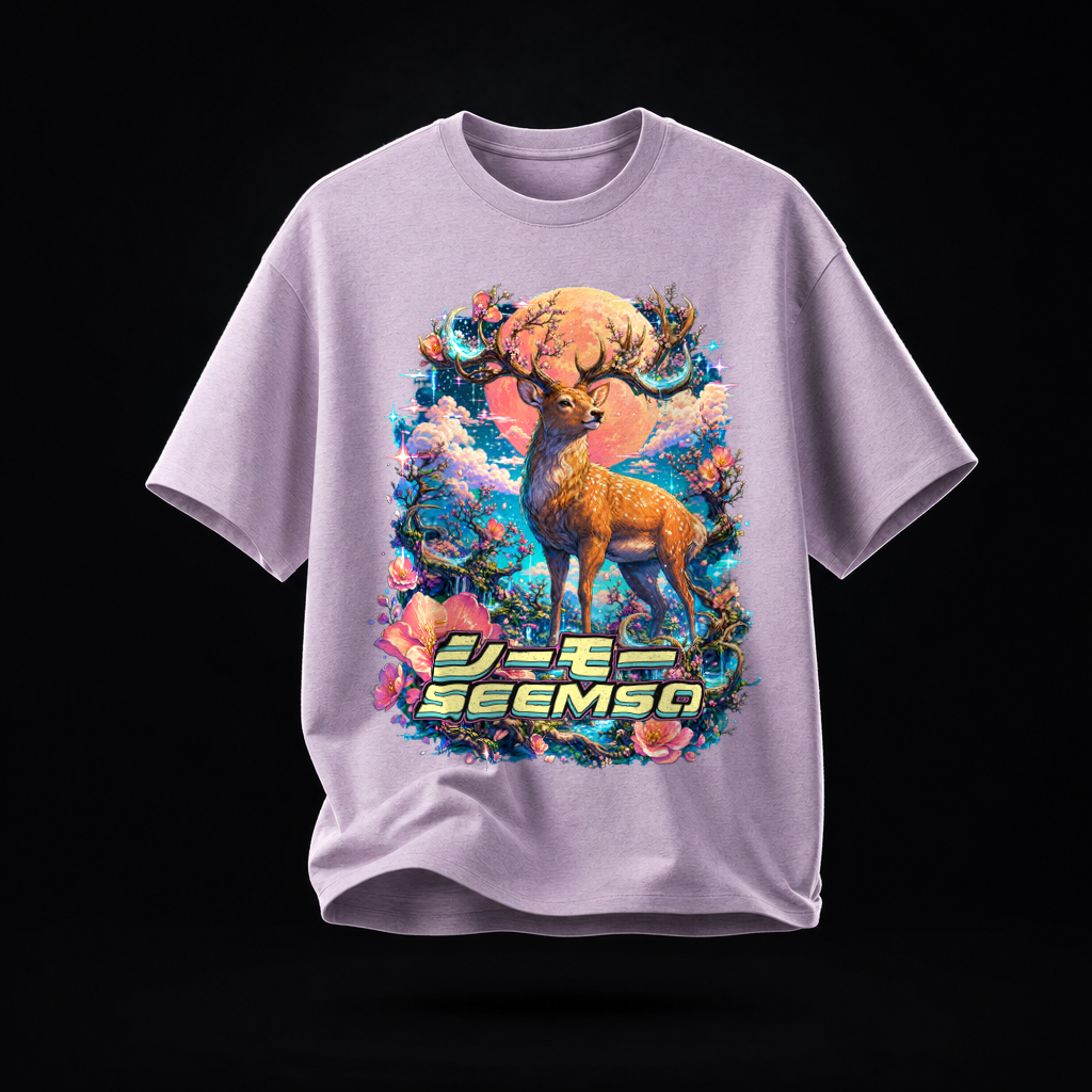 Moon Orchard tee in Heather Prism Lilac — calibrated product mockup