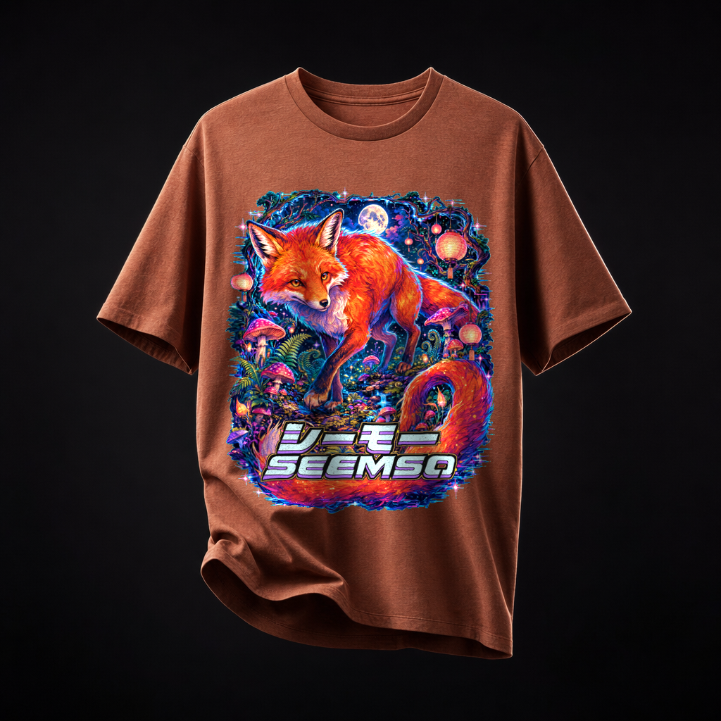 Lantern Hours tee in Heather Clay — calibrated product mockup