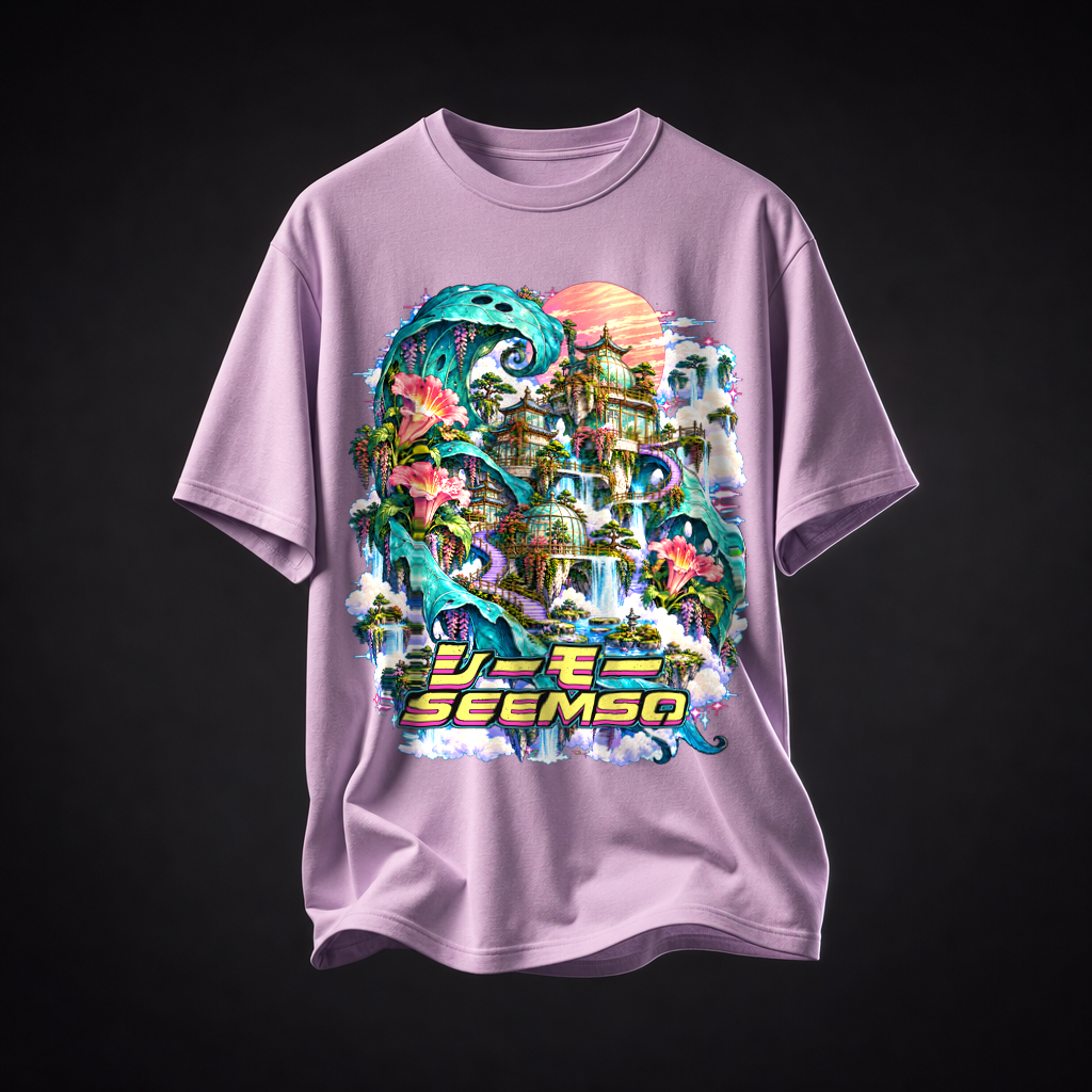 Glasshouse Frequency tee in Lilac — calibrated product mockup