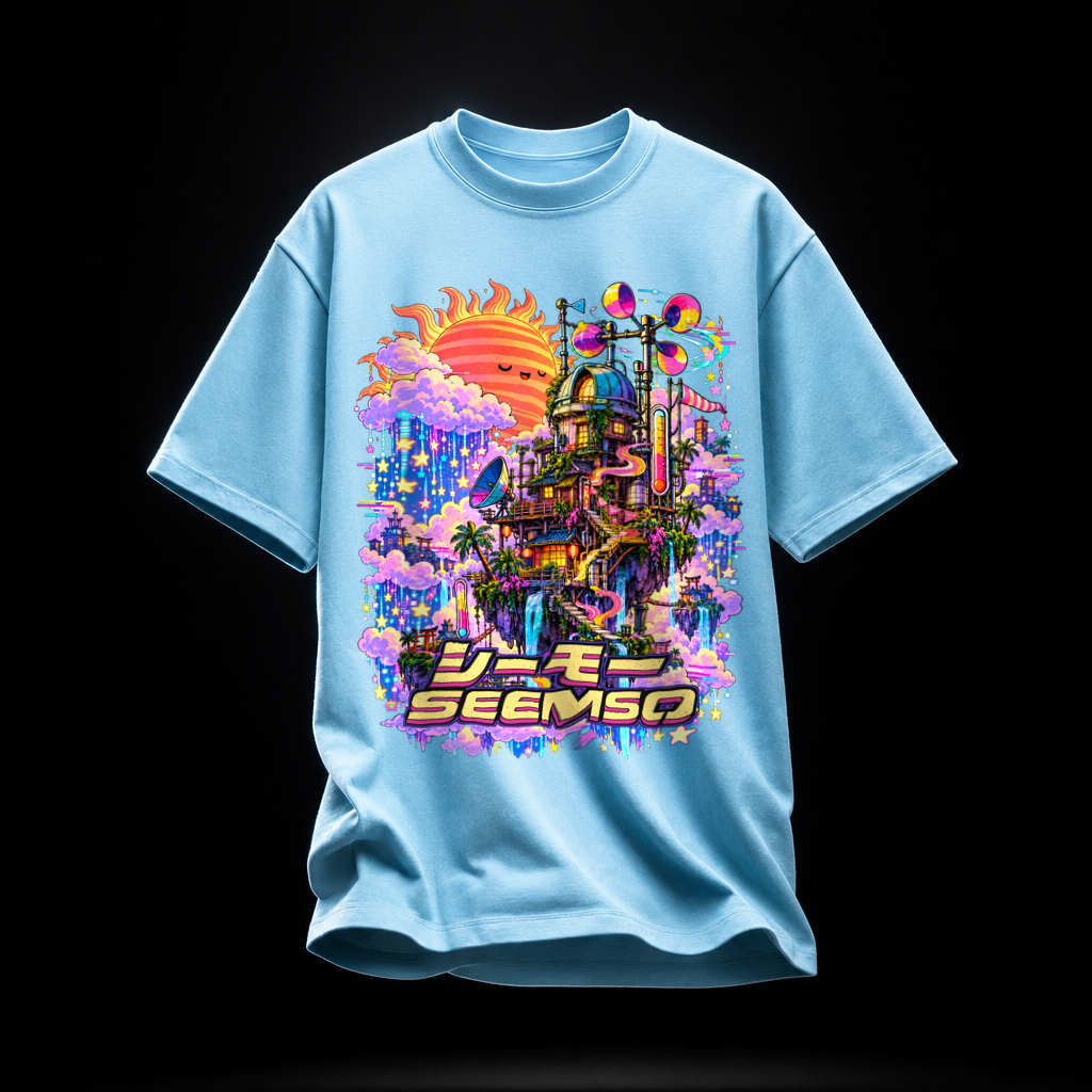 Heat Mirage tee in Ocean Blue — calibrated product mockup
