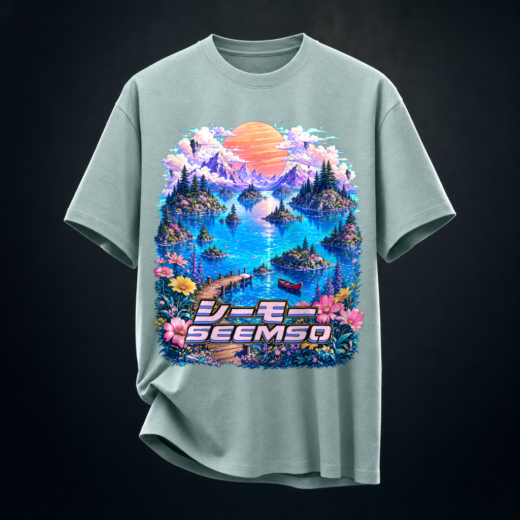 Lake Frequency tee in Heather Prism Dusty Blue — calibrated product mockup